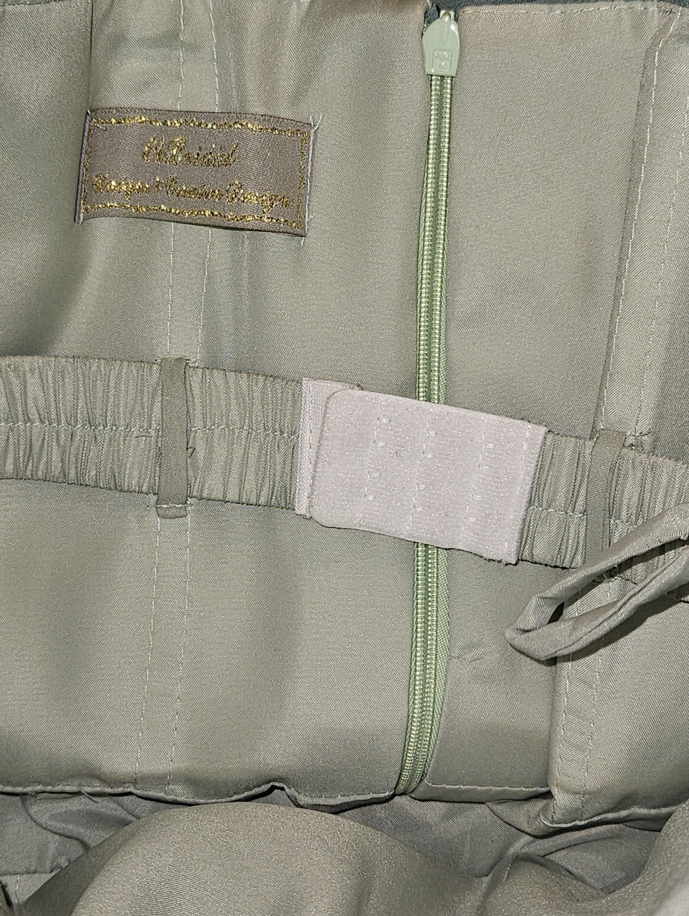 Strapless Ruched Chiffon Cocktail Dress in Sage Green - Picture 3 of 6